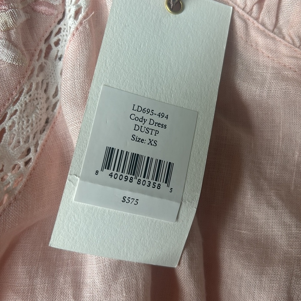 Nwt Loveshackfancy Cody Cinched Waist Linen Midi … - image 5